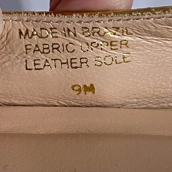 Lilly Pulitzer Gold Leather Ballet Flats Lion Heads Knock Brown Ribbon Size 9 - Picture 5 of 16